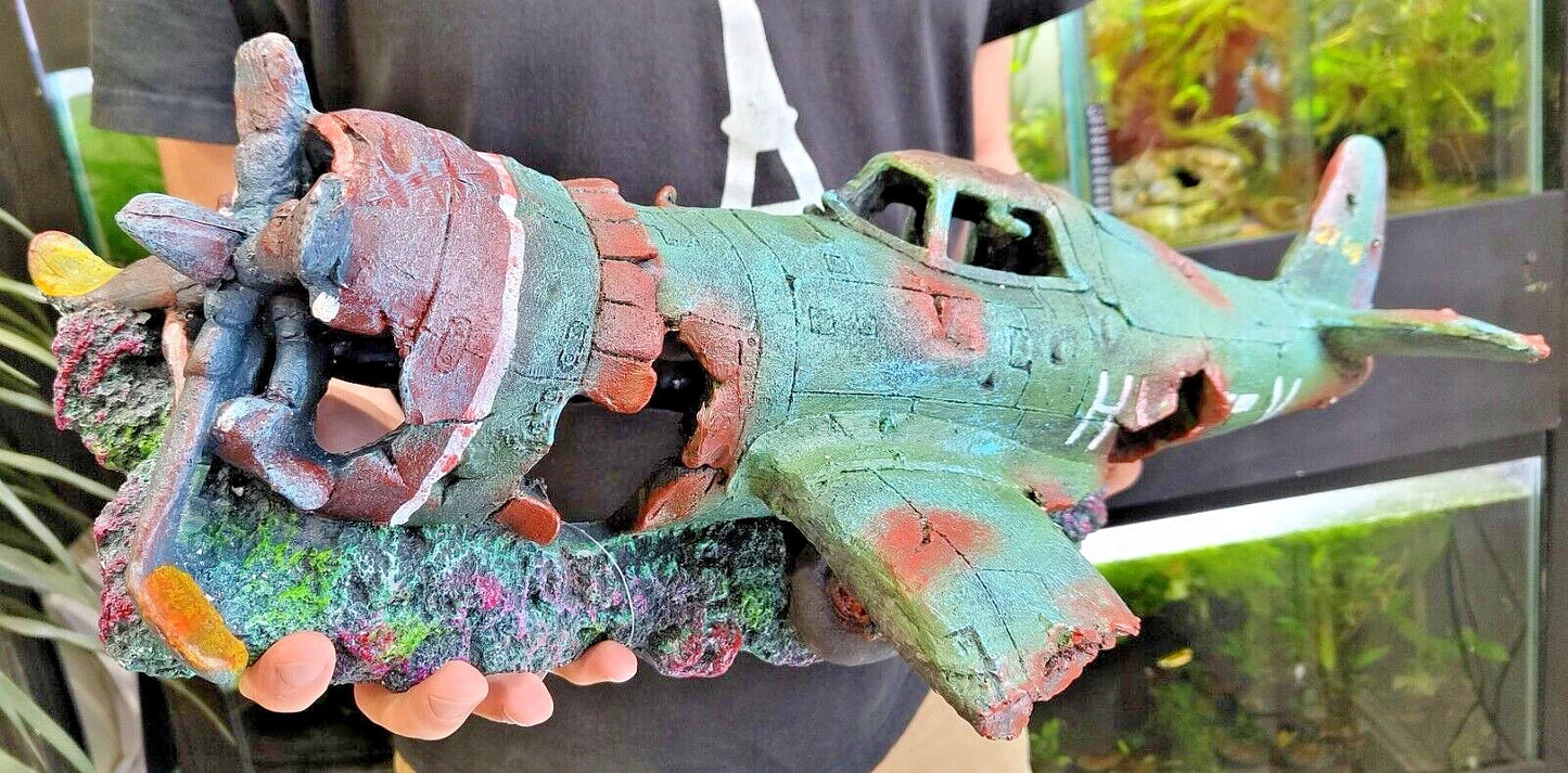 XL EXTRA LARGE PLANE WRECK AQUARIUM FISH TANK ORNAMENT DECORATION (60cm)