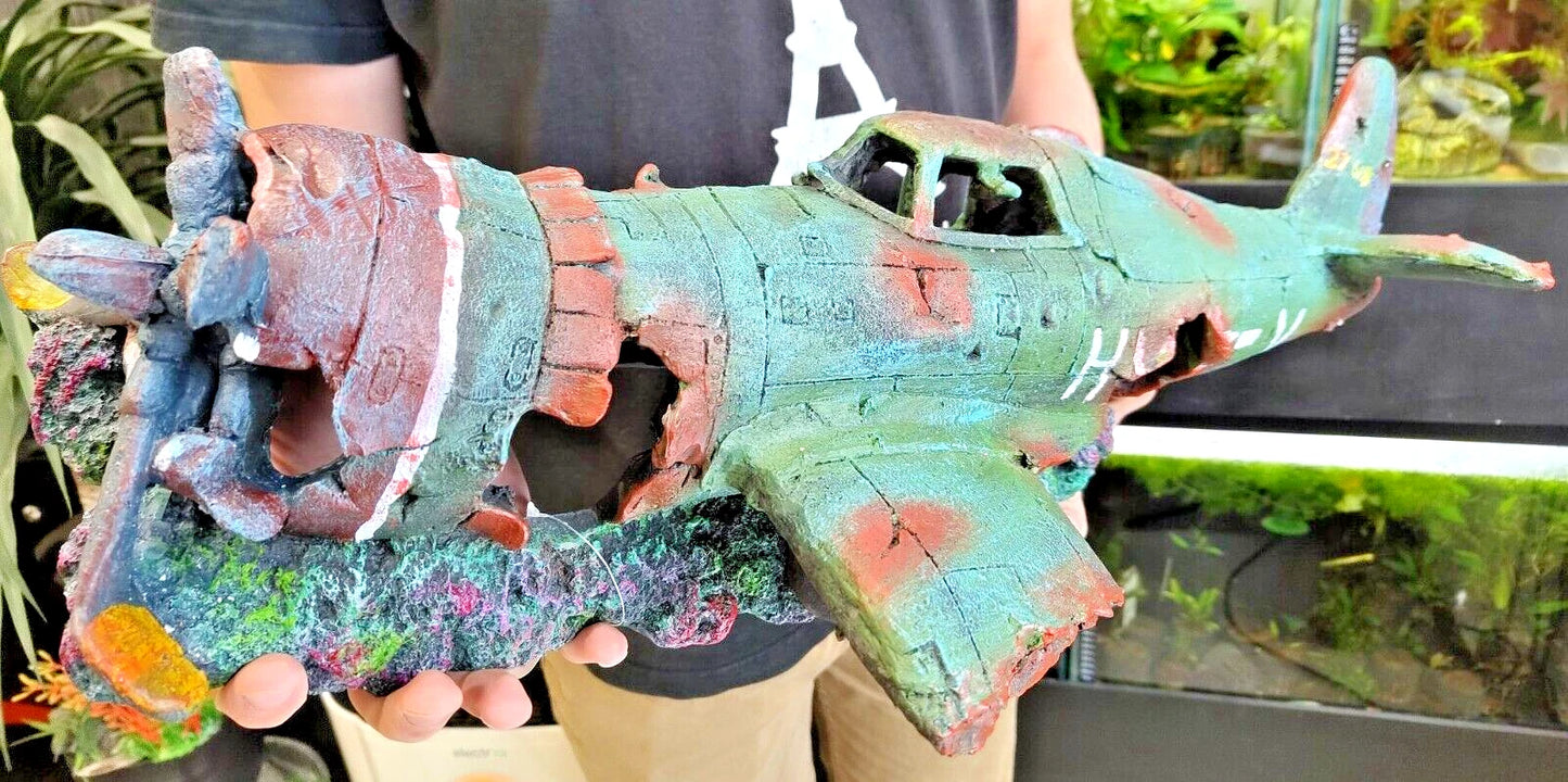 XL EXTRA LARGE PLANE WRECK AQUARIUM FISH TANK ORNAMENT DECORATION (60cm)