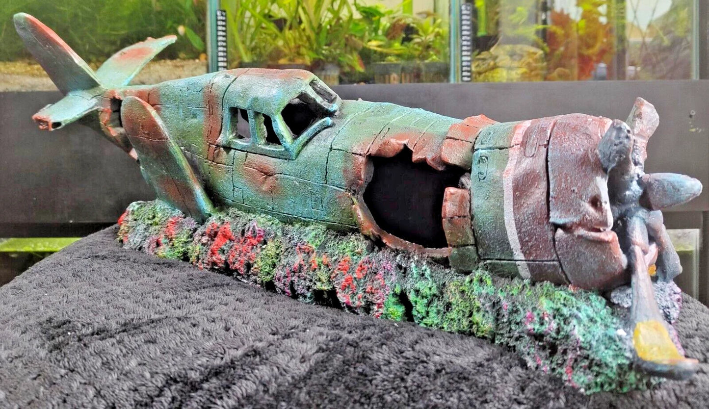 XL EXTRA LARGE PLANE WRECK AQUARIUM FISH TANK ORNAMENT DECORATION (60cm)