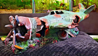 XL EXTRA LARGE PLANE WRECK AQUARIUM FISH TANK ORNAMENT DECORATION (60cm)