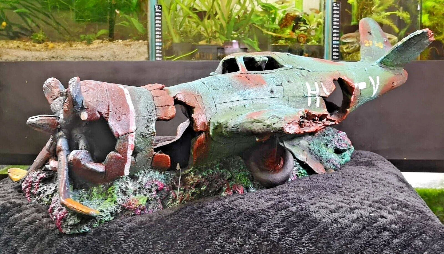 XL EXTRA LARGE PLANE WRECK AQUARIUM FISH TANK ORNAMENT DECORATION (60cm)