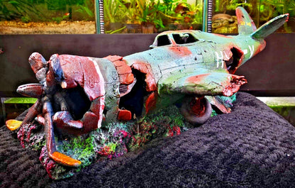 XL EXTRA LARGE PLANE WRECK AQUARIUM FISH TANK ORNAMENT DECORATION (60cm)