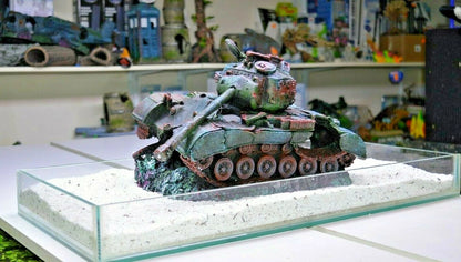 extra large XL ARMY CRASHED TANK fish aquarium WRECK ORNAMENT DECORATION (33cm)